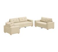 vidaXL Ensemble de canapé 3 pièces avec Coussins en Tissu crème