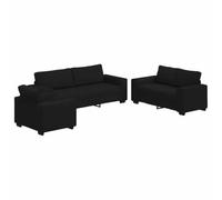 vidaXL Ensemble de canapé 3 pièces avec coussins en tissu noir