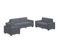 vidaXL Ensemble de canapé 3 pièces avec Coussins en Velours Gris foncé
