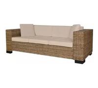 Canapé - vidaXL - 3 places - Rotin véritable - Coussins amovibles - Style contemporain