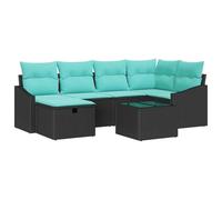 vidaXL Ensemble de canapé avec coussin avec rangement Noir Poly rotin - Meubles de jardin et de terrasse - Canapé d'extérieur moderne - Léger et modulaire - Résistant aux UV - Avec espaces de
