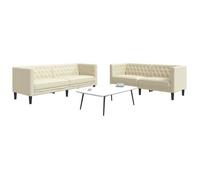 vidaXL Ensemble de canapé Chesterfield 2 pcs crème similicuir, canapé, siège de canapé, canapé relax, canapé confort, 3209275