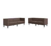 vidaXL Ensemble de canapé Chesterfield 2 pcs Marron Similicuir, canapé, siège de canapé, canapé Relax, canapé Confort, Fauteuil TV
