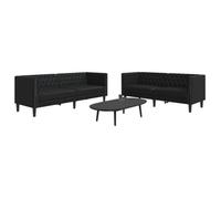 vidaXL Ensemble de canapé Chesterfield 2 pcs Noir Similicuir