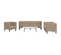 Vidaxl Ensemble De Canapé Chesterfield 3 Pcs Cappuccino Similicuir