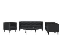 vidaXL Ensemble de canapé Chesterfield 3 pièces noir en similicuir