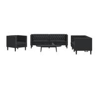 vidaXL Ensemble de canapé Chesterfield 3 pcs noir similicuir, canapé, siège de canapé, canapé relax, canapé confort, 3209267