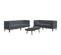 vidaXL Ensemble de canapé Chesterfield et traversins 2 pcs Gris foncé multicolore