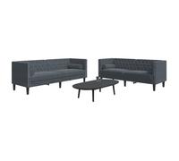 vidaXL Ensemble de canapé Chesterfield et traversins 2 pcs Gris foncé multicolore