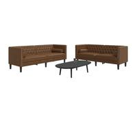 vidaXL Ensemble de canapé Chesterfield 2 pièces avec traversins Marron