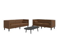 vidaXL Ensemble de canapé Chesterfield et traversins 2 pcs marron