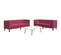 Vidaxl Ensemble De Canapé Chesterfield Et Traversins 2 Pcs Velours Multicolore