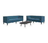 Vidaxl Ensemble De Canapé Chesterfield Et Traversins 2pcs Bleu Velours Bleu