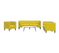 vidaXL Ensemble de canapé Chesterfield et traversins 3 pcs velours, canapé, siège de canapé, canapé relax, canapé confort, 3209287 Jaune G