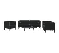 vidaXL Ensemble de canapé Chesterfield et traversins 3pcs noir velours