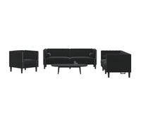 vidaXL Ensemble de canapé Chesterfield et traversins 3pcs noir velours, canapé, siège de canapé, canapé relax, canapé 3209286