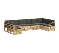 vidaXL Ensemble de canapé d'angle 10 pcs Blanc et Anthracite, Set de Salon de Jardin, canapé d'extérieur Moderne, sièges Confortables, mobilier Durable pour terrasse