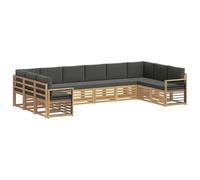 vidaXL Ensemble de canapé d'angle 10 pcs Blanc et Anthracite, Set de Salon de Jardin, canapé d'extérieur Moderne, sièges Confortables, mobilier Durable pour terrasse