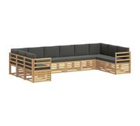 vidaXL Ensemble de canapé d'angle 10 pcs Blanc et Anthracite, Set de Salon de Jardin, canapé d'extérieur Moderne, sièges Confortables, mobilier Durable pour terrasse