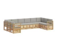 vidaXL Ensemble de canapé d'angle 10 pcs Blanc et Gris Clair, Set de Salon de Jardin, canapé d'extérieur Moderne, sièges Confortables, mobilier Durable pour terrasse