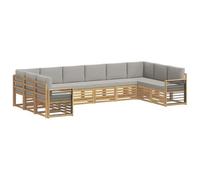 vidaXL Ensemble de canapé d'angle 10 pcs Blanc et Gris Clair, Set de Salon de Jardin, canapé d'extérieur Moderne, sièges Confortables, mobilier Durable pour terrasse