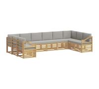 vidaXL Ensemble de canapé d'angle 10 pcs Blanc et Gris Clair, Set de Salon de Jardin, canapé d'extérieur Moderne, sièges Confortables, mobilier Durable pour terrasse