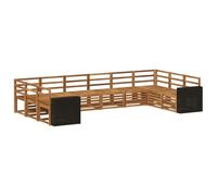vidaXL Ensemble de canapé d'angle 10 pcs Naturel Bois d'Acacia Massif, Canapé sectionnel Moderne pour Jardin, Salon extérieur résistant, mobilier de Patio pour se détendre