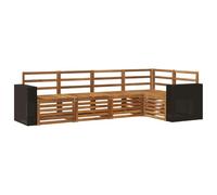 vidaXL Ensemble de canapé d'angle 5 pcs Naturel Bois d'Acacia Massif, Canapé d'angle de Jardin, mobilier extérieur Tendance, Set de Salon résistant, sièges Confortables pour la terrasse