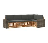 vidaXL Ensemble de canapé d'angle 5 pcs Naturel et Anthracite, Canapé d'angle Moderne, mobilier de Jardin, chaises Confort pour Patio, Coin terrasse