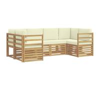 vidaXL Ensemble de canapé d'angle 6 pcs Blanc et crème Polyester, Canapé d'extérieur Moderne, Lounge, Durable, idéal pour Votre Patio, mobilier de terrasse, Confort Garanti