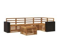 vidaXL Ensemble de canapé d'angle 6 pcs Naturel Bois d'Acacia Massif