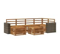 vidaXL Ensemble de canapé d'angle 6 pcs Naturel Bois d'Acacia Massif, Canape d'extérieur, Ensemble Moderne, Meuble Confortable pour Salon Jardin, Coin détente sur la terrasse