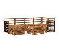vidaXL Ensemble de canapé d'angle 6 pcs Naturel Bois d'Acacia Massif, Canape d'extérieur, Ensemble Moderne, Meuble Confortable pour Salon Jardin, Coin détente sur la terrasse