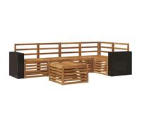 vidaXL Ensemble de canapé d'angle 6 pcs Naturel Bois d'Acacia Massif, Canapés Modernes pour l'extérieur, mobilier Durable, Confort Ultime pour Jardin et terrasse