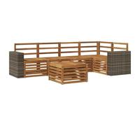 vidaXL Ensemble de canapé d'angle 6 pcs Naturel Bois d'Acacia Massif, Canapés Modernes pour l'extérieur, mobilier Durable, Confort Ultime pour Jardin et terrasse
