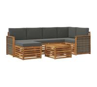 vidaXL Ensemble de canapé d'angle 6 pcs Naturel et Anthracite, Canape d'extérieur, Ensemble Moderne, Meuble Confortable pour Salon Jardin, Coin détente sur la terrasse