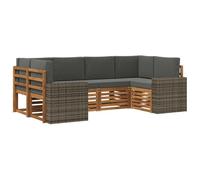 vidaXL Ensemble de canapé d'angle 6 pcs Naturel et Anthracite, Canapé d'extérieur Moderne, Lounge, Durable, idéal pour Votre Patio, mobilier de terrasse, Confort Garanti