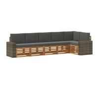 vidaXL Ensemble de canapé d'angle 6 pcs Naturel et Anthracite, Canapé extérieur Moderne, mobilier de Jardin, Salon de terrasse, Ensemble Confortable pour se détendre