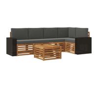 vidaXL Ensemble de canapé d'angle 6 pcs Naturel et Anthracite, Canapés Modernes pour l'extérieur, mobilier Durable, Confort Ultime pour Jardin et terrasse