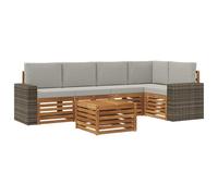 vidaXL Ensemble de canapé d'angle 6 pcs Naturel et Gris Clair, Canapés Modernes pour l'extérieur, mobilier Durable, Confort Ultime pour Jardin et terrasse