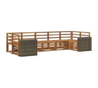 vidaXL Ensemble de canapé d'angle 7 pcs Naturel Bois d'Acacia Massif, Canapé extérieur Moderne en Acacia, Ensemble Lounge Durable, mobilier modulable pour Jardin et Piscine