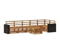 vidaXL Ensemble de canapé d'angle 7 pcs Naturel Bois d'Acacia Massif, Canapés de Jardin Modernes, mobilier d'extérieur Robuste, canapés modulaires en Acacia, Confort assuré
