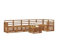 vidaXL Ensemble de canapé d'angle 7 pcs Naturel Bois d'Acacia Massif, Canapés de Jardin Modernes, mobilier d'extérieur Robuste, canapés modulaires en Acacia, Confort assuré