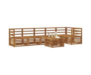 vidaXL Ensemble de canapé d'angle 7 pcs Naturel Bois d'Acacia Massif, Canapés de Jardin Modernes, mobilier d'extérieur Robuste, canapés modulaires en Acacia, Confort assuré