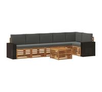 vidaXL Ensemble de canapé d'angle 7 pcs Naturel et Anthracite, Salon de Jardin, Ensembles Modernes, canapés modulaires, Salle à Manger détente, Ensemble Bois, Design pour Patio
