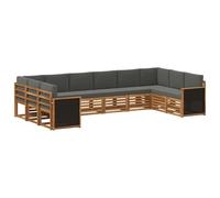 vidaXL Ensemble de canapé d'angle 7 pcs Naturel et Anthracite, Set de Salon de Jardin, canapé d'extérieur Moderne, sièges Confortables, mobilier Durable pour terrasse