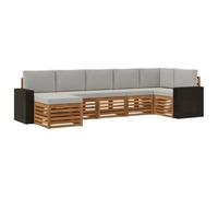 vidaXL Ensemble de canapé d'angle 7 pcs Naturel et gris clair