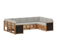 vidaXL Ensemble de canapé d'angle 7 pcs Naturel et Gris Clair, Canapé de Jardin Moderne, mobilier sectionnel résistant pour extérieur, Coin Lounge Confortable et Salon sur terrasse