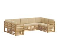 vidaXL Ensemble de canapé d'angle 9 pcs Blanc et Beige, Mobilier de Jardin, Ensemble Lounge Moderne, canapé Solide, sièges sectionnels pour terrasse et Salon