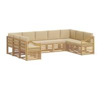 vidaXL Ensemble de canapé d'angle 9 pcs Blanc et Beige, Mobilier de Jardin, Ensemble Lounge Moderne, canapé Solide, sièges sectionnels pour terrasse et Salon
